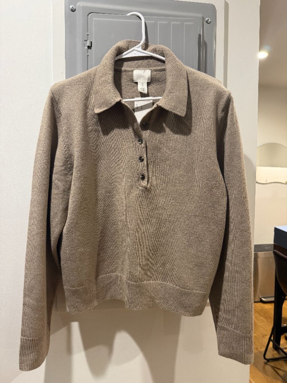 NWT H&M Polo Collar Sweater Taupe Size L